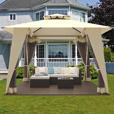 Outdoor 2-Tier Canopy Patio Gazebo 11.5' X 11.5' Party Tent W/ Mosquito Netting • $134.99