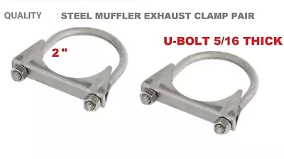 2x Muffler Exhaust Clamp 2  Quality Steel U-bolt 5/16   Pair Forklift • $4.90