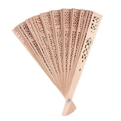 $12.92 • Buy 5pcs Wood Folding Fan Sandalwood Scented Hand Fans Wedding Decoration Handheld 