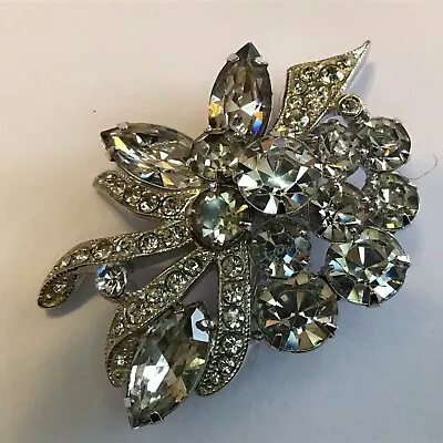 Vintage Eisenberg Signed Clear Rhinestone Brooch W4 • $65