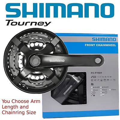 Shimano Tourney FC-TY501 170mm Or 175mm 6 7 8 Speed Black Bike Crank • $27.50