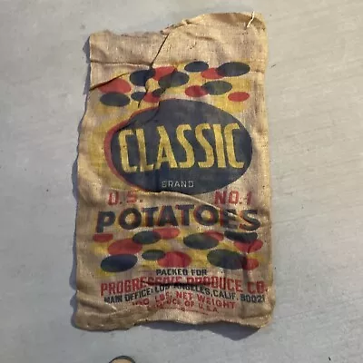 VINTAGE Classic BRAND CALIFORNIA POTATOES 100LB POTATO SACK LA CALIFORNIA • $7