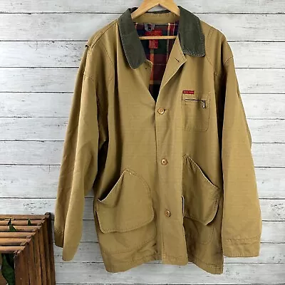 VTG Moose Creek Khaki Canvas Flannel Lined Field Chore Jacket Mens XXL 2XL • $29.99