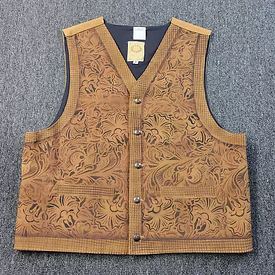 Wah Maker Frontier Vest Mens M Beige Floral Western True West Outfitters USA • $39.99