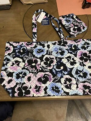 NWT Vera Bradley Grand Tote Bag Set Qulited Plum Pansies • $70