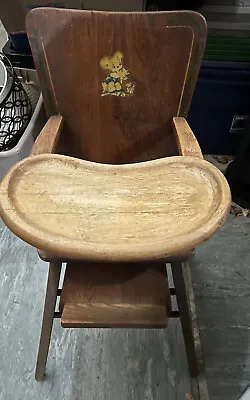 Antique Vintage Wooden Baby Feeding High Chair Swing Tray • $67.50