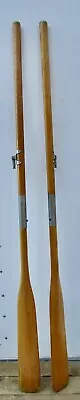 VINTAGE Wood Oars 63  Long With Great Old PATINA Finish W/ Oarlocks • $149.99