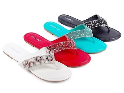 4 Color Casual Rhinestone Flip Flops Casual Womens Summer Sandals Slippers Shoes • $14.99