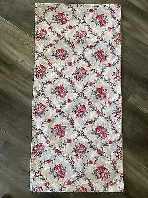 Pottery Barn Table Runner Floral Red Blue Cream Lined 18” X90” • $29.99