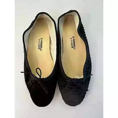 E. Porselli For J. Crew Geo Textured Black Velvet Ballet Flats EU 38 EUC • $175