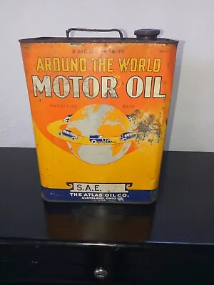 Around The World Motor Oil Vintage 2 Gallon Can • $199