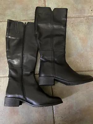 Marta Jonsson Black  Leather Knee Boots Size UK 6 EUR 39 • £39.99