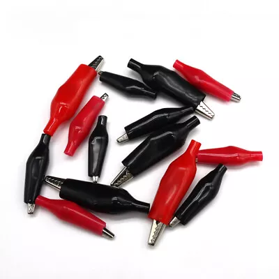 Insulated Crocodile Alligator Clip Test Leads Electrical Clamp Black/Red 3 Sizes • £1.42