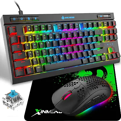 $24.14 • Buy 87 Keys Layout Mechanical Keyboard And Gaming Mouse Set, RGB Backlit USB C Wired
