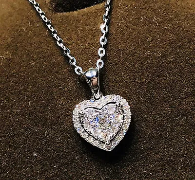 Heart Crystal Pendant 925 Sterling Silver Chain Necklace Women Xmas Jewellery UK • £3.95