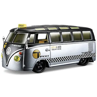 6.5  Maisto Volkswagen Van Samba Taxi Bus  All Stars  Diecast Model Toy Car 1:25 • $12.89