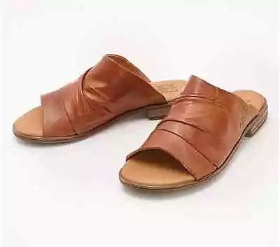 Miz Mooz Leather Slide Sandals-Dandelion-Brandy-EU 40 (US 9-9.5) A575686 NEW • $59.49