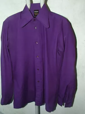 Vtg Mens 1970s Keynote Wing Collar Purple Shirt  42inch Chest • £29.99