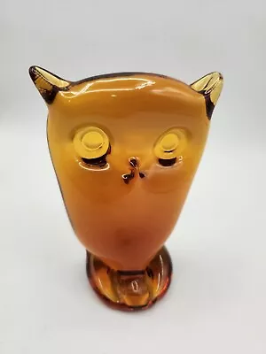 Vintage Viking Amber Glass Owl Figural Paperweight MCM • $39.99