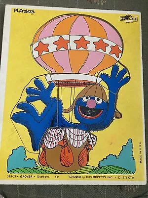 Vintage Grover Puzzle_10 Pieces_Hot Air Balloon_Sesame Street_Playskool_1979 • $12