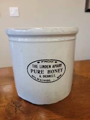 Linden Apiary A Diehnelt Pure Honey 1 Gallon Milwaukee Stoneware Crock • $1092.69