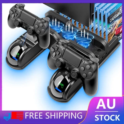 $33.99 • Buy For PS4 /PS4 Pro  Vertical Stand + Cooling Fan Controller Charging Dock Station