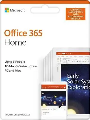 Microsoft Office 365 HOME FAMILY 1 Year Subscription Of Latest MS OFFICE 6 USERS • $79.95