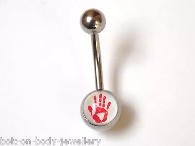 Picture Belly Navel Bar Hand Print 10mm Surgical Steel • £3.59