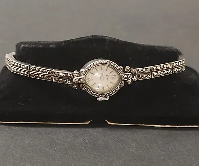 Vintage 'Ciro' Sterling Silver & Marcasite Wrist Watch In VGC. • $295