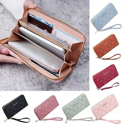 Zipper Long Wallet Large Capacity Coin Purse Cell Phone Wristlet Handbag  Women • £7.80