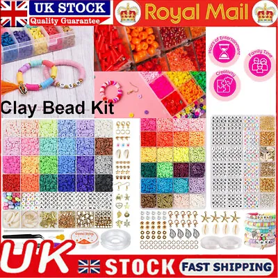 £1.65 • Buy 7300x Clay Bead Jewellery Making Kit Flat Round Beads Polymer Clay DIY Earring