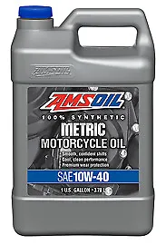 AMSOIL MCF 10W-40 Synthetic Metric Motorcycle Oil  (1 Gallon/3.78L) • $128