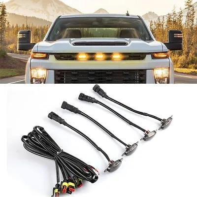 4PCS Front Grille Amber LED Lamp Running Marker Lights For Chevy Silverado 1500 • $14.99
