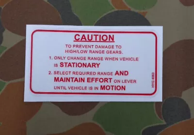 Ex Army Land Rover Perentie Clear Hi/low Range Warning Decal • $10