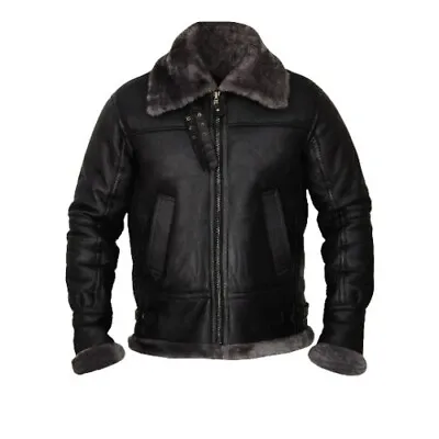 Men's Aviator Genuine Sheepskin Bomber Leather Real Shearling  Jacket • $148