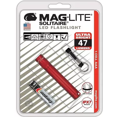 Maglite Solitaire J3A036 Red 1X AAA LED 47 Lumen Keychain Flashlight • $24.61