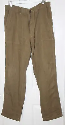 Buck Mason 100% Linen Size XL Pants Green Olive Casual Relaxed Worn ONCE Only • $48.50