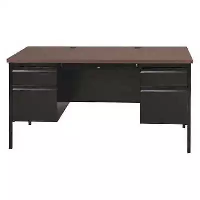 Hirsh 20446 Office Desk Double Pedestal 60 W X 30 D Black/Walnut • $817.99