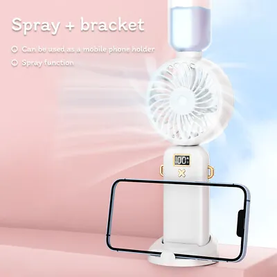 Foldable Water Spray Mist Fan USB Rechargeable 5 Speeds Portable Mini Fan Cooler • $17.81