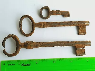 $32 • Buy Vintage Ancient Bronze Key Antique Padlock Mortise Lock Tool 3 Pcs