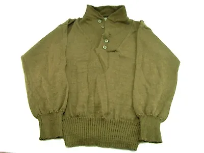 US Military Men’s Wool Olive Drab OD 5 Button Vtg Army Sweater Size Large 42-44 • $24.99