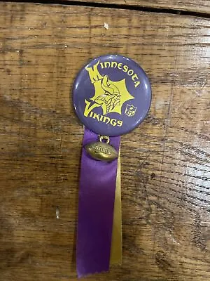 1960s Minnesota Viking Vintage Pinback Button With Ribbon And Charm • $15