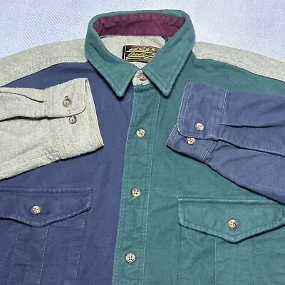 Vintage Eddie Bauer Color Block Flannel Button Up Pocket Shirt Men’s Size Medium • $34.64