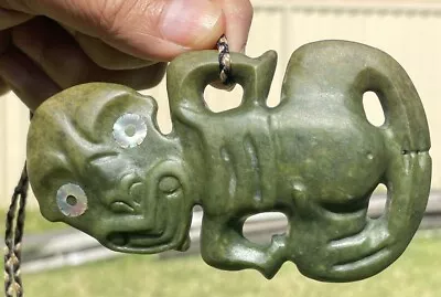 4 1/8 New Zealand Carver Nephrite Maori Greenstone Pounamu MARSDEN Jade Hei TIKI • $999