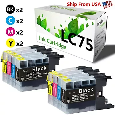 8PK LC75 LC75XL LC-75 Ink Cartridge For MFC-J6510DW MFC-J6710DW MFC-J430W • $9.99