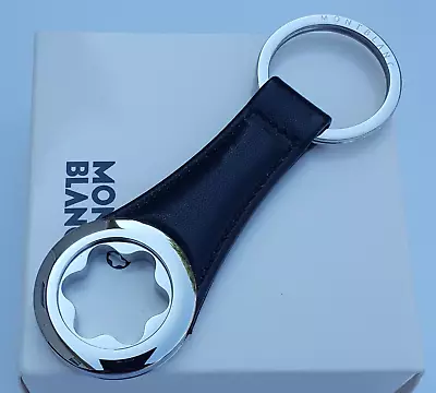 New Montblanc Iconic Key Ring / Fob Leather Stainless Steel/onyx Silver #112697 • $139.99