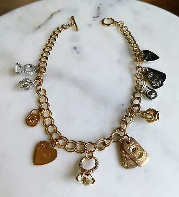 MICHAEL KORS Gold Toggle Charm Necklace W/ Silver & Gold Charms 17  • $45