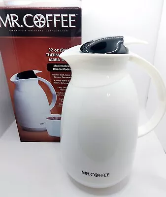 Mr Coffee Thermal Carafe 32oz Double Wall Glass Liner White Never Been Used • $17.95