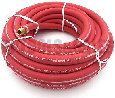 50ft X 1/2  ID Continental Red Rubber Hose Air Tool Compressor 1/4  NPT Made USA • $69.99