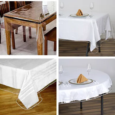 Clear PLASTIC Vinyl TABLECLOTH Protector Table Cover Catering Home Party Dinner • $16.69